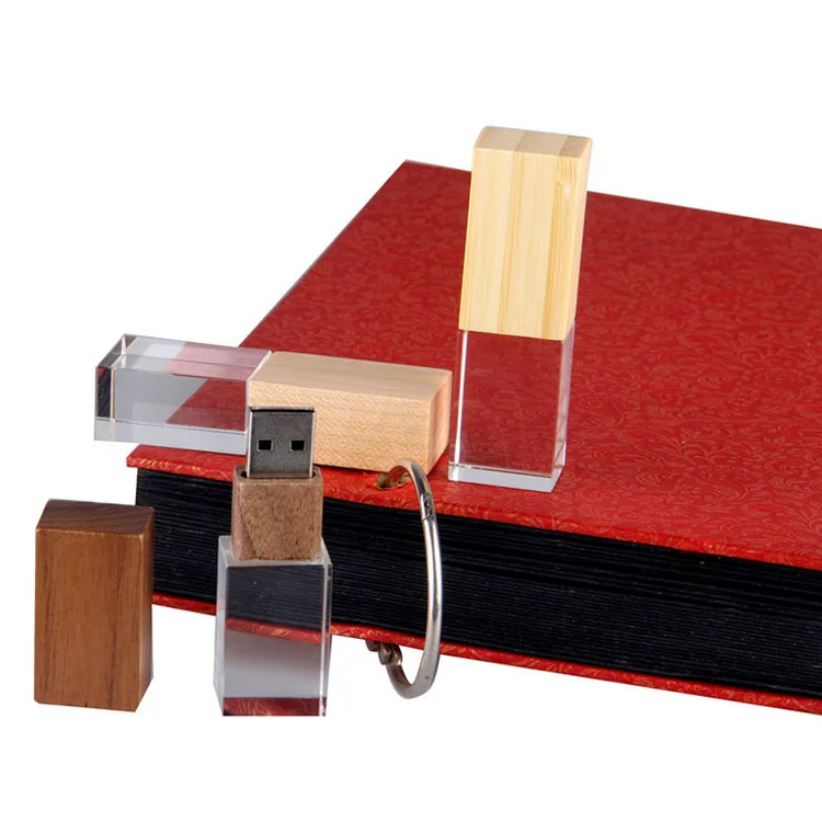 Wooden bamboo USB thumb Acrylic Crystal LED light USB Flash drive 3D laser free logo - ANKUX.COM