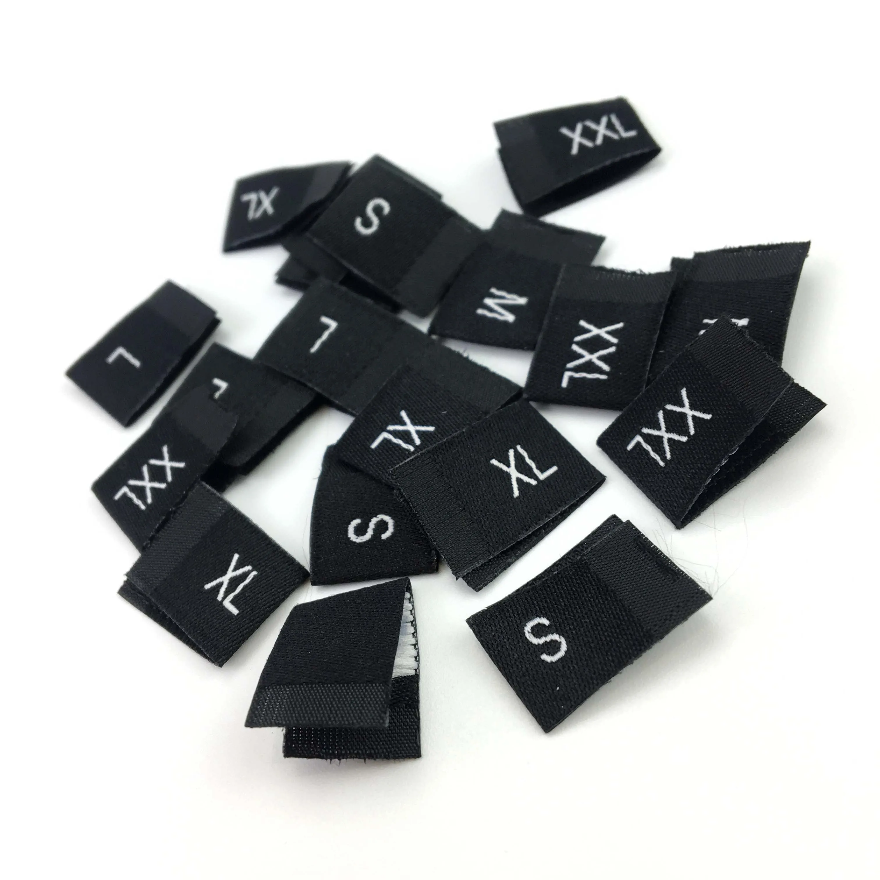 

Wholesale custom clothing woven label inventory clothing size standard number label neckline label, Custom color