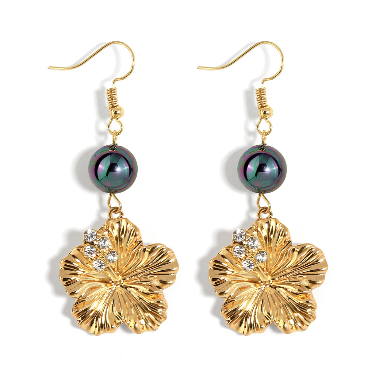 

2023 Gold plated hawaii style flower pearl New jewelry fashion jewelry earrings for girls stylish