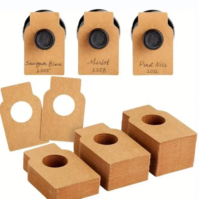 200pcs 5.5x9cm Customized Shape Kraft Paper & Art Paper Wine Labels for Champagne Cellar with Name Year Tasting Notes