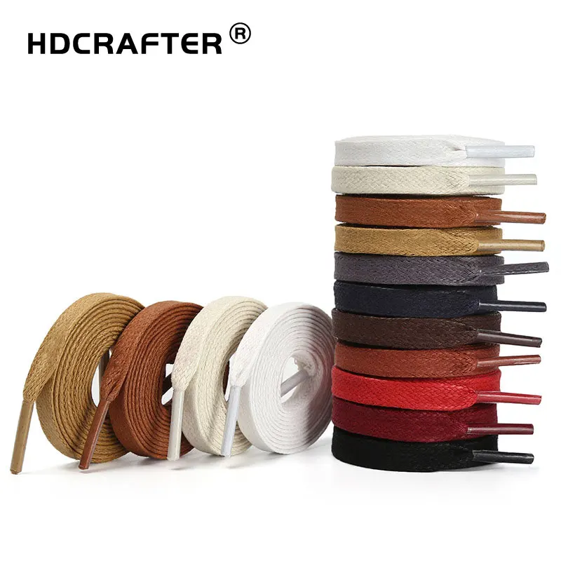 

HDCRAFTER Waxed 8mm flat color waterproof pure cotton shoelace, Picture color