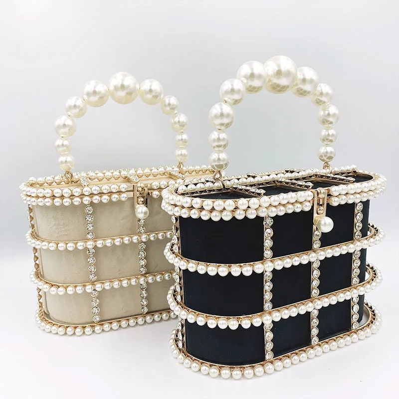 

Large capacity metal pearl bag all-match diagonal dinner bag pearl purse women handbag