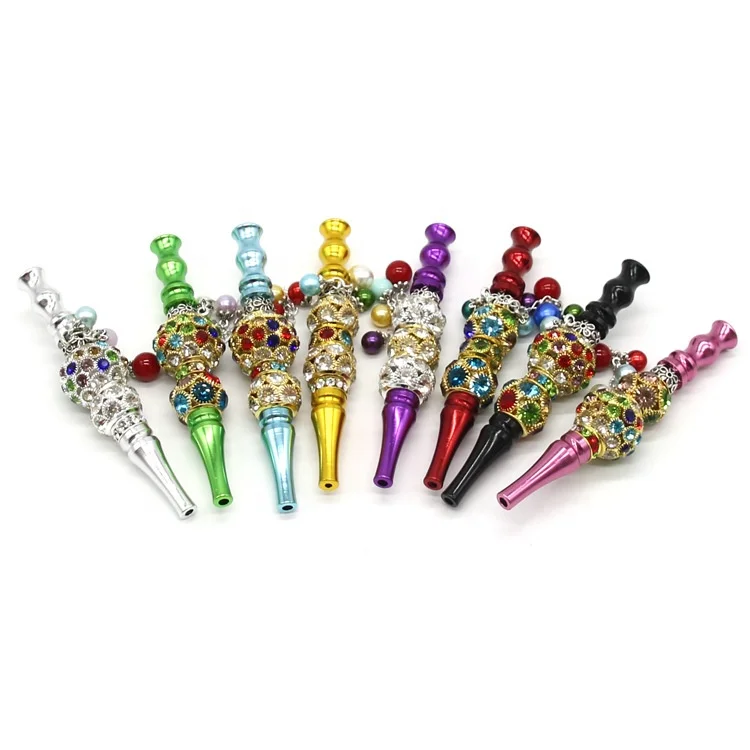 

Creative Blingbling Diamond Pendant Metal Pipe Aluminum Cigarette Holder Water Pipe Accessories, Picture