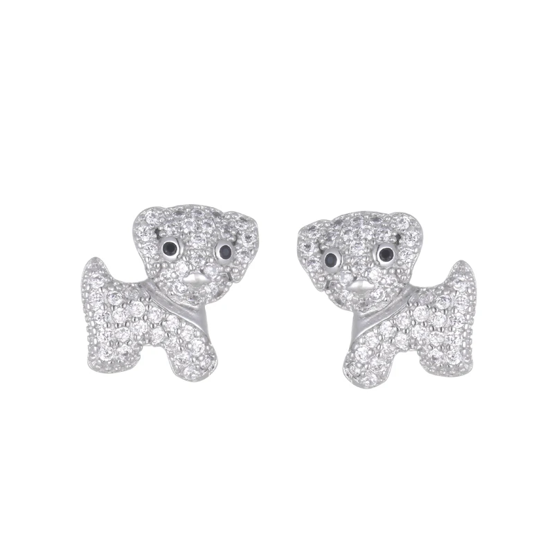 Factory Wholesale 925 Sterling Silver Cute puppy Stud Earrings For Women 2021 New Trend Personality Lady Fashion Jewelry