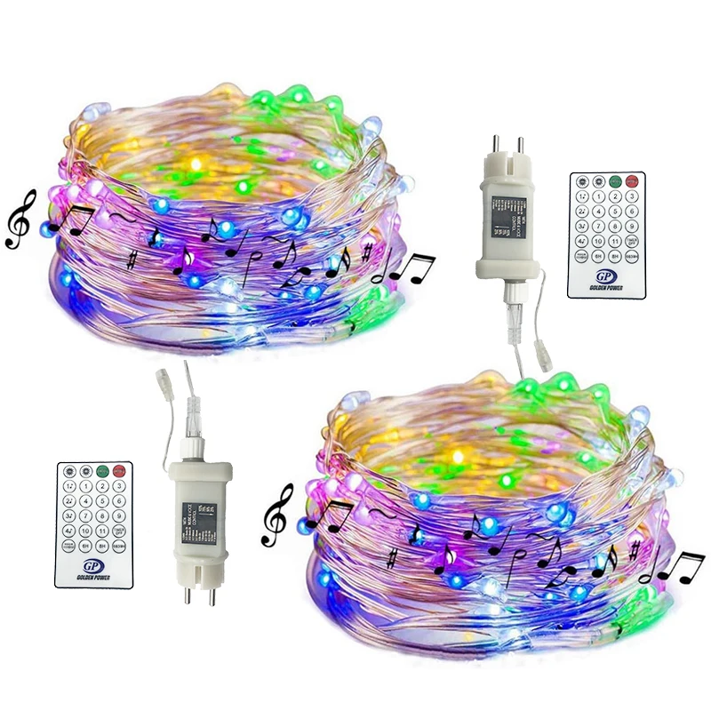 Sound Activated Music String Lights 10m100leds Waterproof Copper Wire