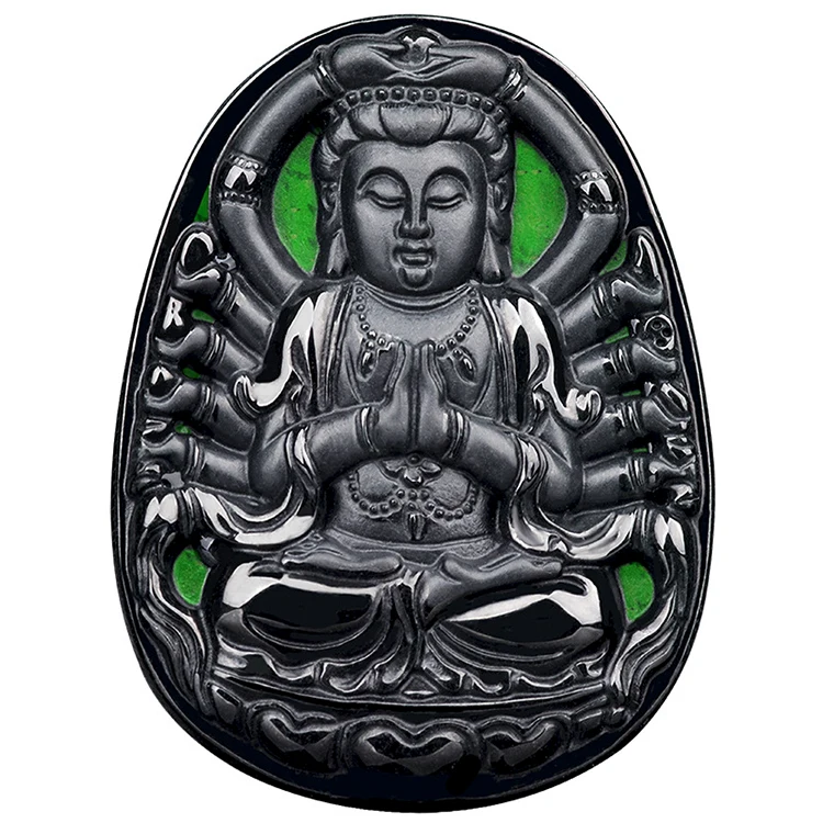 

Certified Grade A Natural Ink Cui Thousand Hand Guanyin Pendant Ice Type Ink Jade Pendant Jade Pendant Myanmar Wholesale