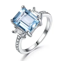 

Factory wholesale custom luxury women's engagement sky blue sapphire 925 sterling silver ring