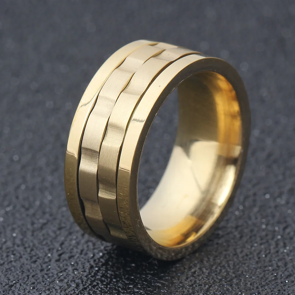 

Hiphop 9MM Titanium Steel Jewelry Islamic Rotating Turkish Spinning Ring For Men