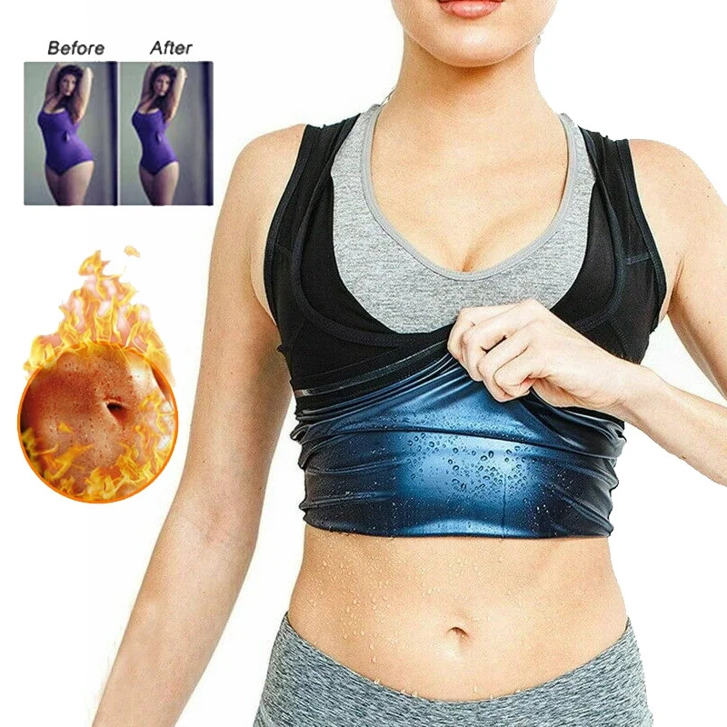 

Women's Body Shaper Slimming Shirt Weight Loss Waist Trainer Heat Trapping Workout Tank Top Shapewear Sweat Sauna Suit Vest, Black