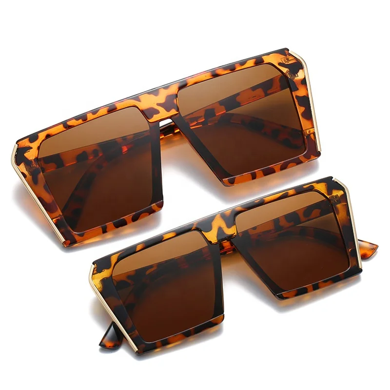 

1 Set 2 pcs Trapezoid Square Kids Shades Oversize Sun Glasses Mommy and Me Sunglasses 2021