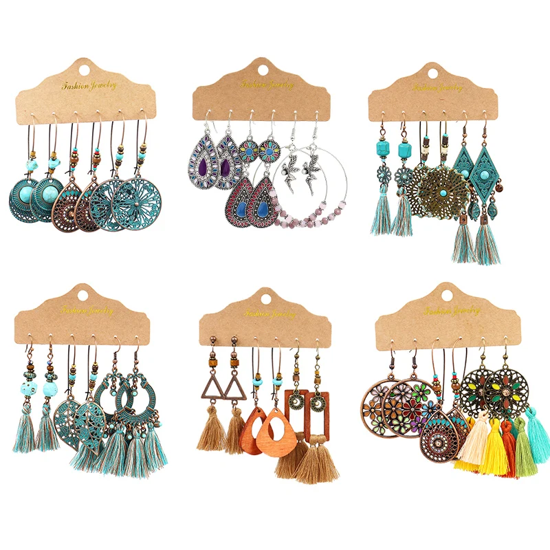 

SM 2020 Fashion cheap hoop earrings jewelry set,statement gold plated tassel butterfly stud earrings women, As picture