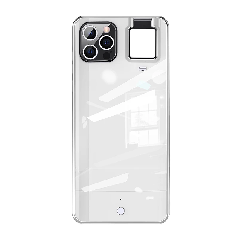 

2021 Amazon Hot Products Square Fill Light Phone Case with Ring Flashing Mobile Phone Case For iphone 12 and 12Pro, 4 colors