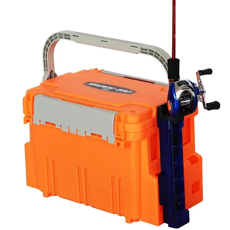 

Multifunction seat people plastic fishing lures box storage fishing tackle boxes, Orange/blue/black