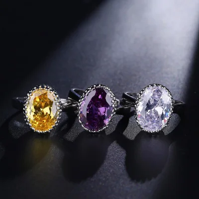 

Simple Vintage Design Purple Oval Cubic Zirconia Rings Sparkling Gemstone Rings for Women