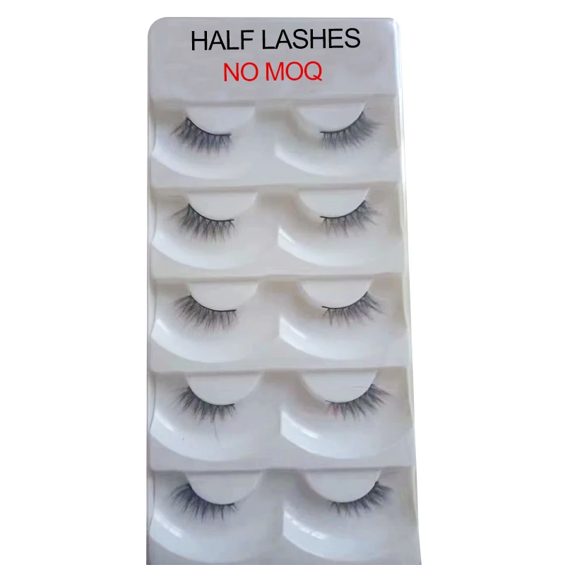 

fibroin silk half accent lashes fauk Mink Corner Lashes 100% handmade 3d natural Strip cornerlash lashes, Natural black