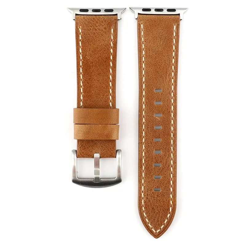 

Handmade Crazy Horse Genuine Leather Watchband Watch strap for Apple Watch Straps Series 1/2/3/4/5/6/se 38mm 42mm, Multi-color optional or customized