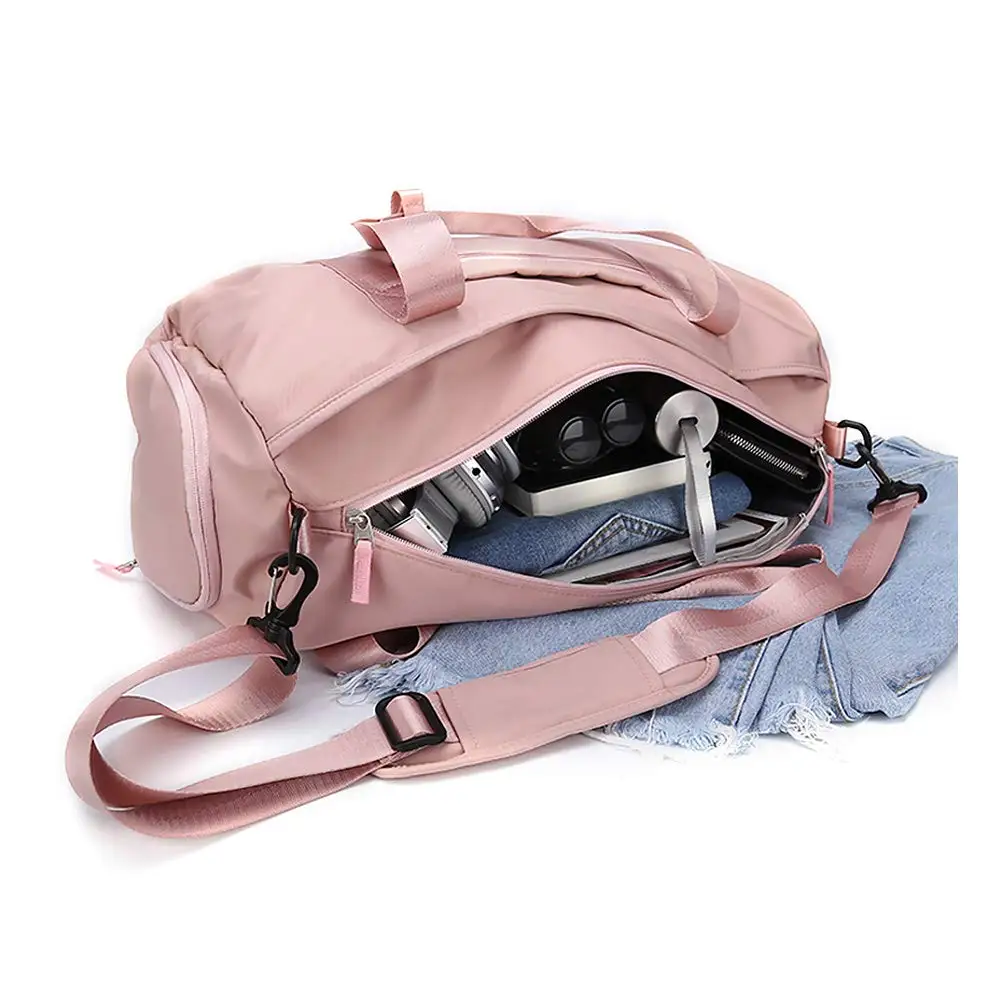 

Waterproof Gym Bag With Shoe Compartment Wet Pocket Sport Duffle Bag Fitness Outdoor Travel Pink Gym Bag Women, Black/pink