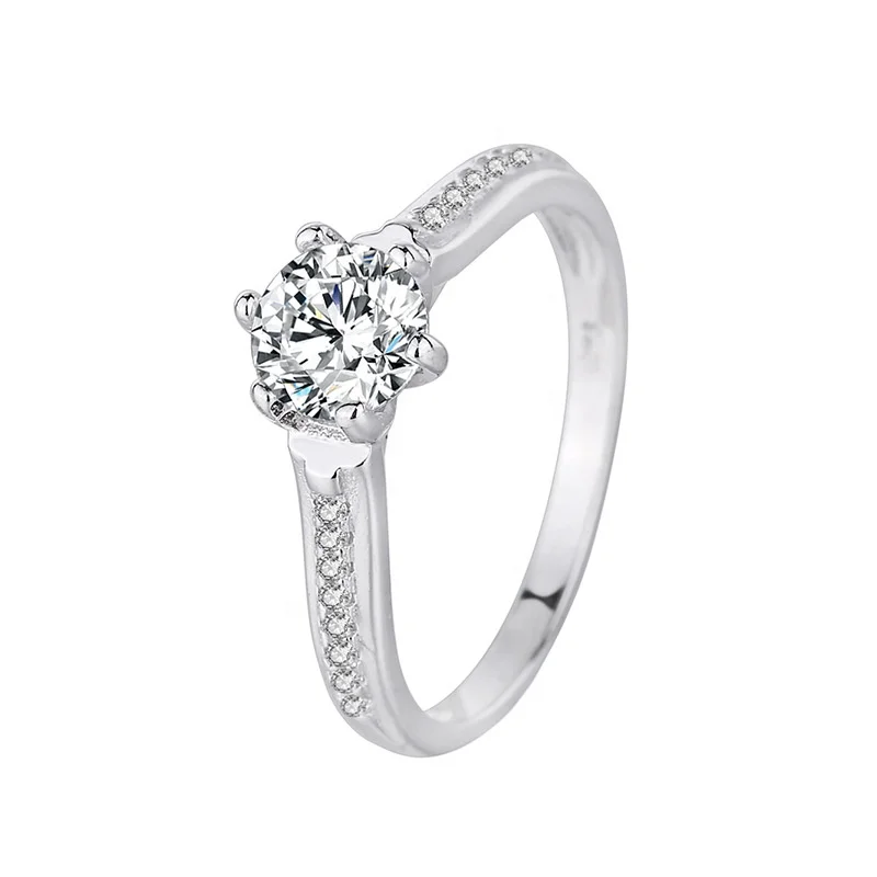 

925 Sterling Silver 1.0 CT Round Cubic Zirconia Engagement Ring CZ Wedding Band Size 6-9