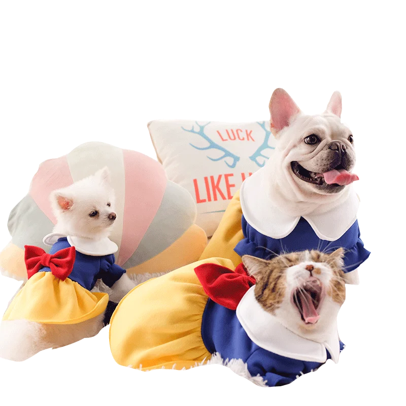 Wholesale Dog clothes Snow White Dress Puppy Clothes for Dogs Cats fleece warm dog clothes