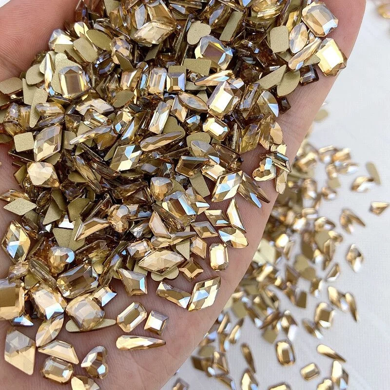 

Bling Popular Various Shape Strass Rhinestones golden Champagne flat back crystal Pixie