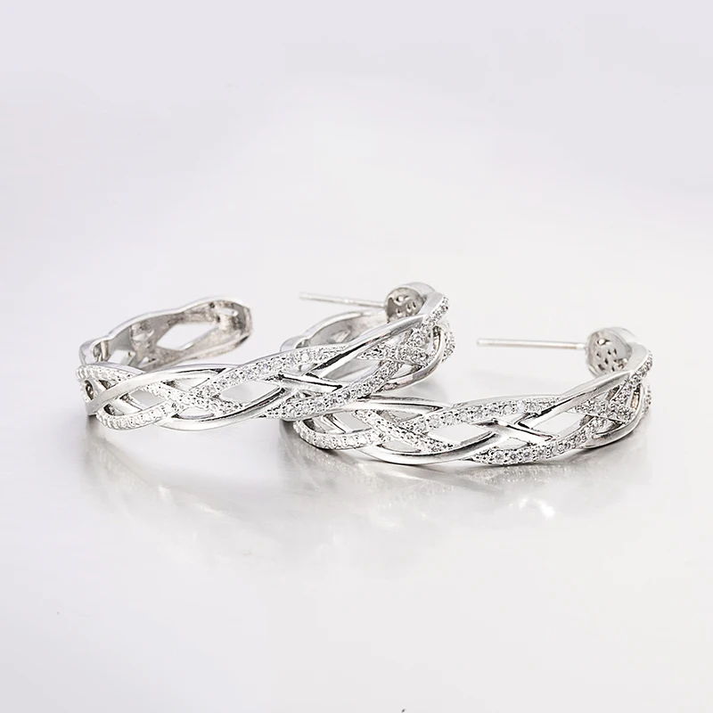

XuQian Minimalist Channel Hoop Zircon Earrings for women, Silver&gold