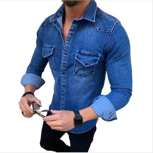 

Modern Design men's denim long sleeve shirts men