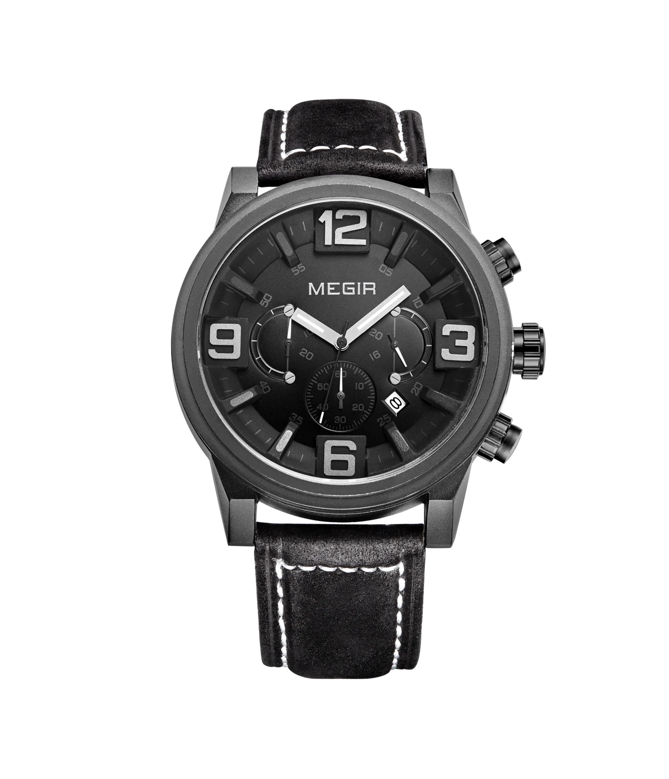 

FASHION WATCH Megir 3010 Leather Watch Strap Sport Army men wrist watches casual chronograph wristwatch