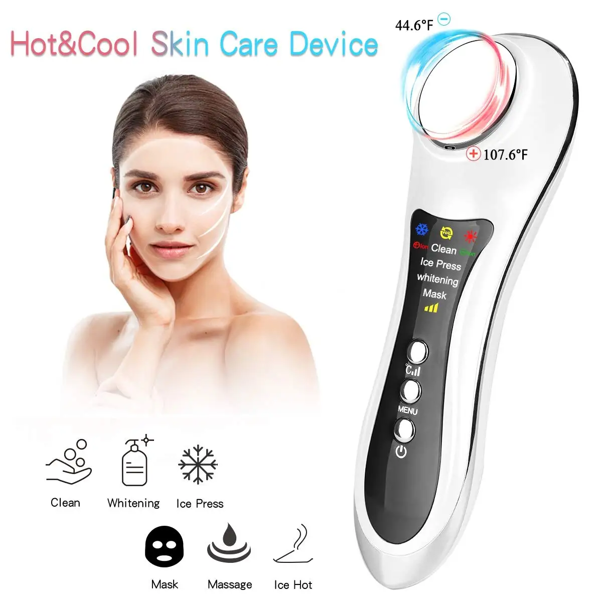 Portable Hot Cold Beauty Machine Skin Care Booster Vibration Facial ...