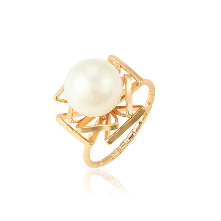 

15435 Xuping jewelry fashionable and elegant environmental protection copper plastic bead 18K gold ring