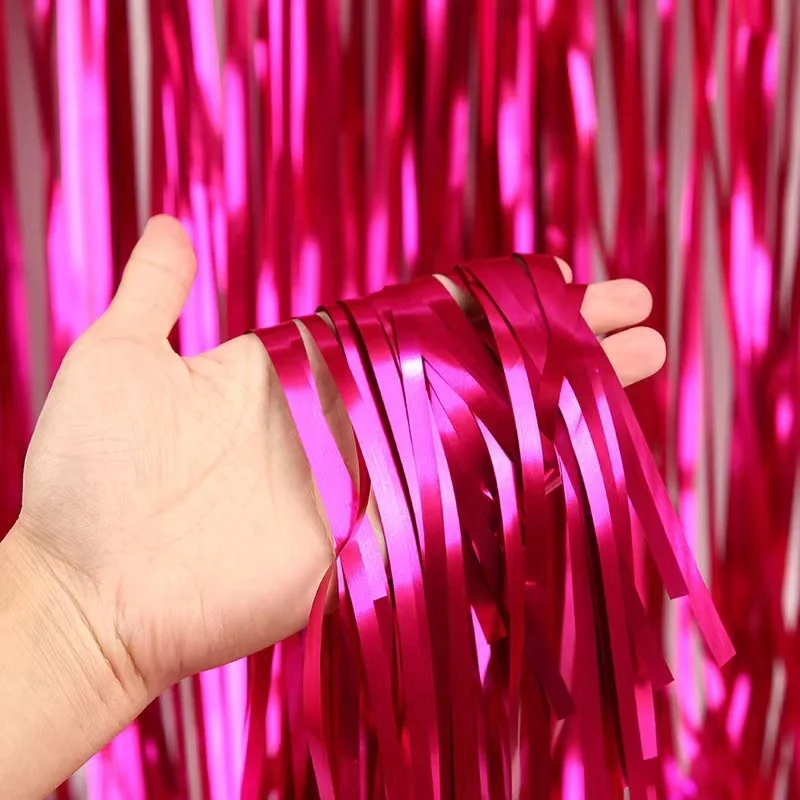 

DAMAI Matt Party Fringe Curtain Birthday Party Stage Plastic Supplies Wedding Decoration Fringe Curtain