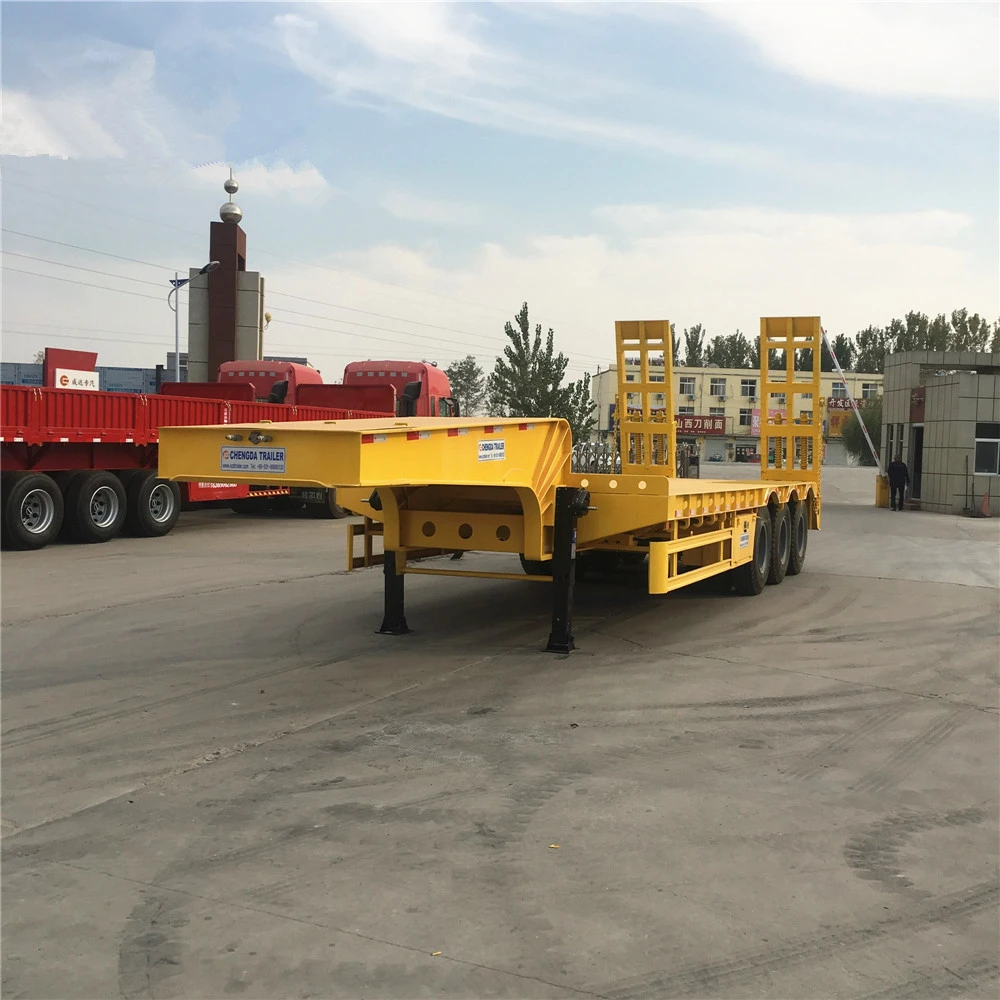 

Low Price China 3 Axle 60 Tons High Quality Heavy Machinery Transport Low Bed Semi Trailer, Customers optional