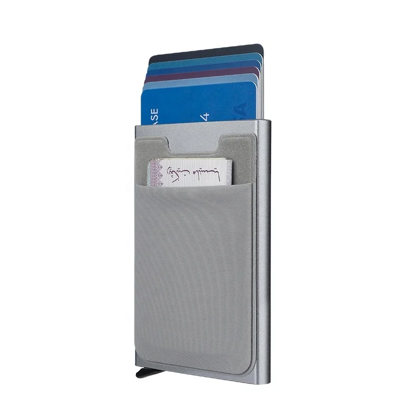 

Aluminum Wallet With Elasticity Back Pouch ID Credit Card Holder RFID Mini Slim Wallet