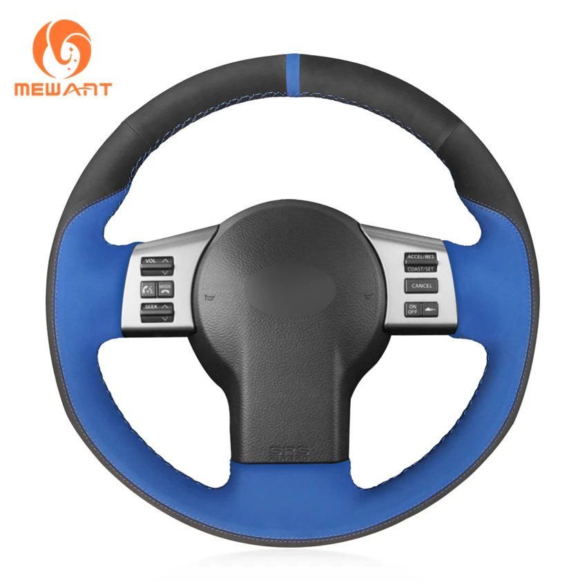 

Hand Stitching Custom Black Blue Suede Steering Wheel Cover for Nissan 350z Infiniti FX35 FX45 2003 2004 2005 2006 2007 2008