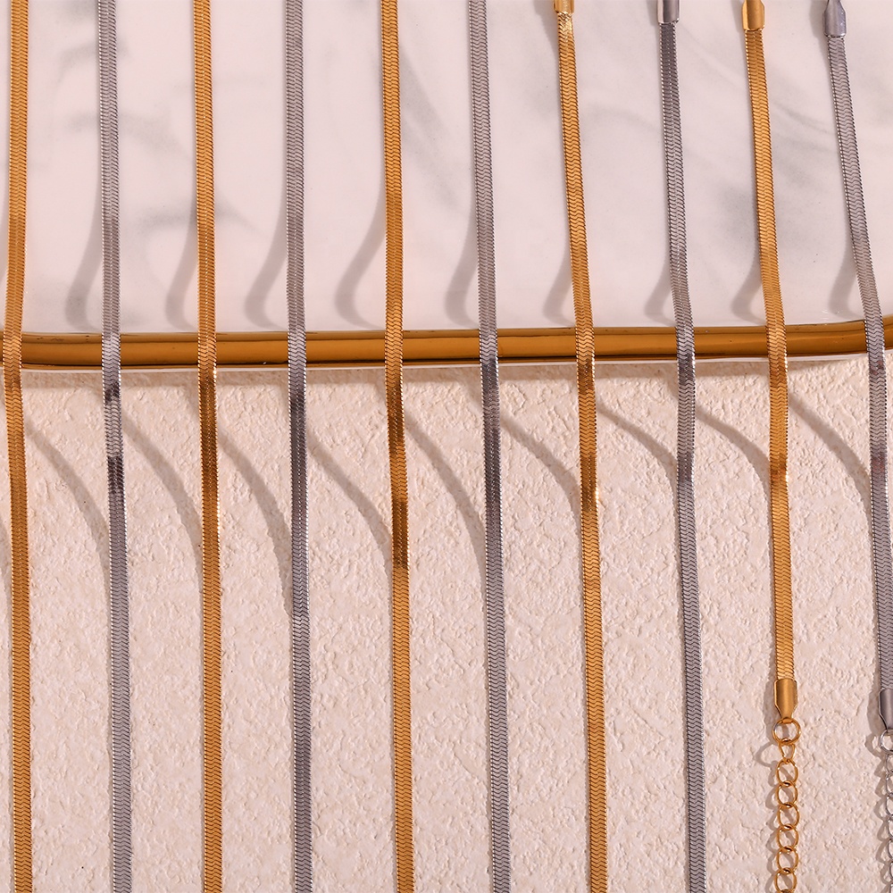 

Minimalist Stainless Steel Chain Sets For Women 18k Gold Plated Snake ChainWomen Jewelry
