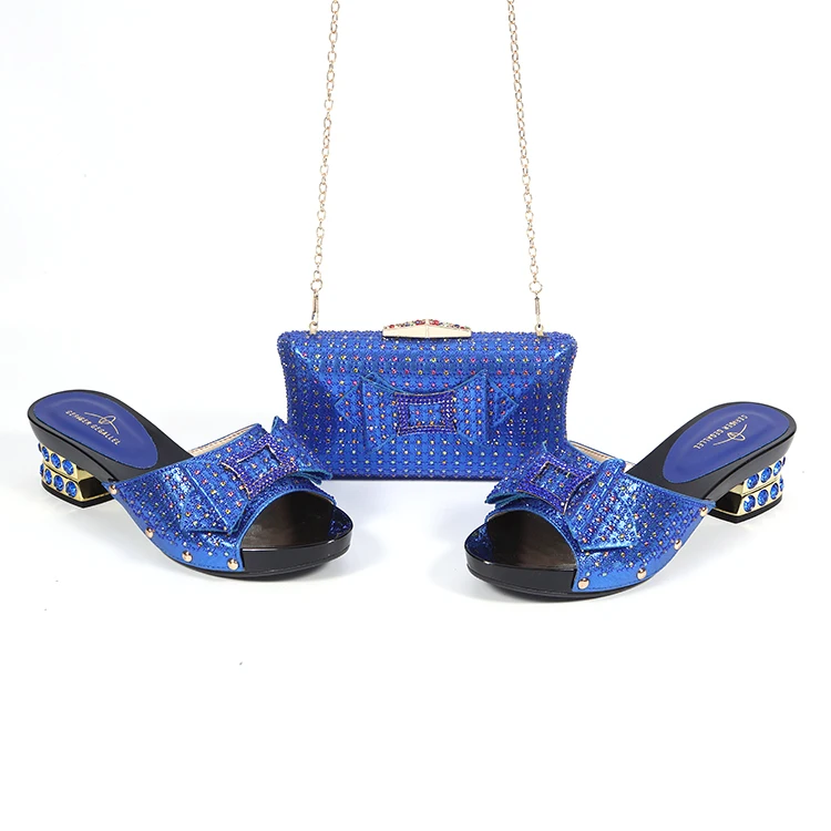 

Hot selling african latest ladies slippers sandals shoes and matching bags