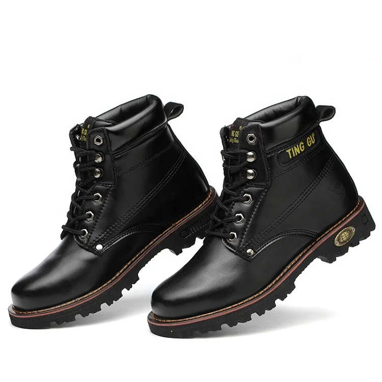 

Black Leather Sport Steel Cap Safety Work Boots For Men