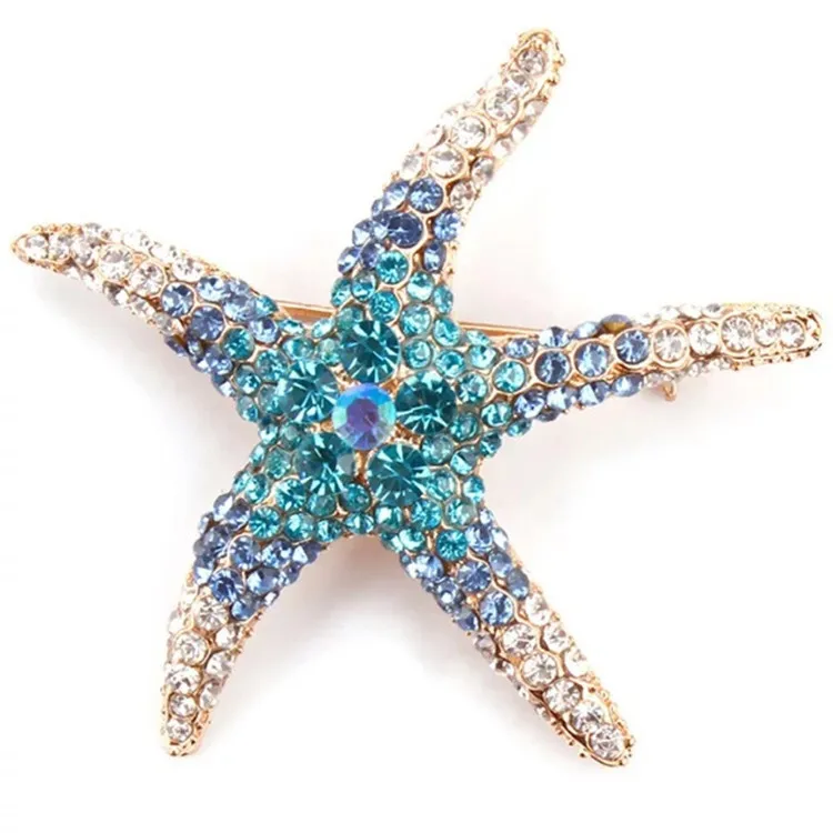 

Korean Version High-end Full Diamond Starfish Five-pointed Star Wild Personality Trend Jewelry Wholesale Brooch, Picture