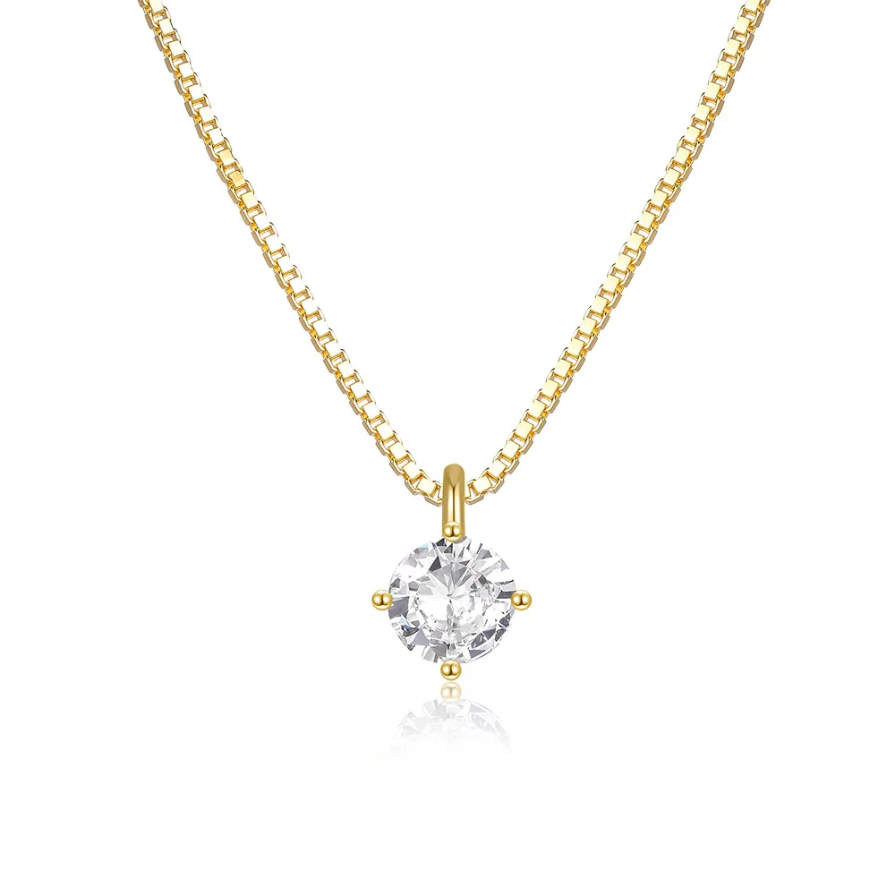 

Carline women 925 sterling silver zircon pendant necklace 18k gold plated minimalist jewelry for girlfriend gift