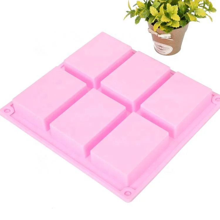 

New 6 Cavity Silicone Mold for Making Soaps 3D Plain Soap Mold Rectangle DIY Handmade Soap Form Tray Mould, As shown