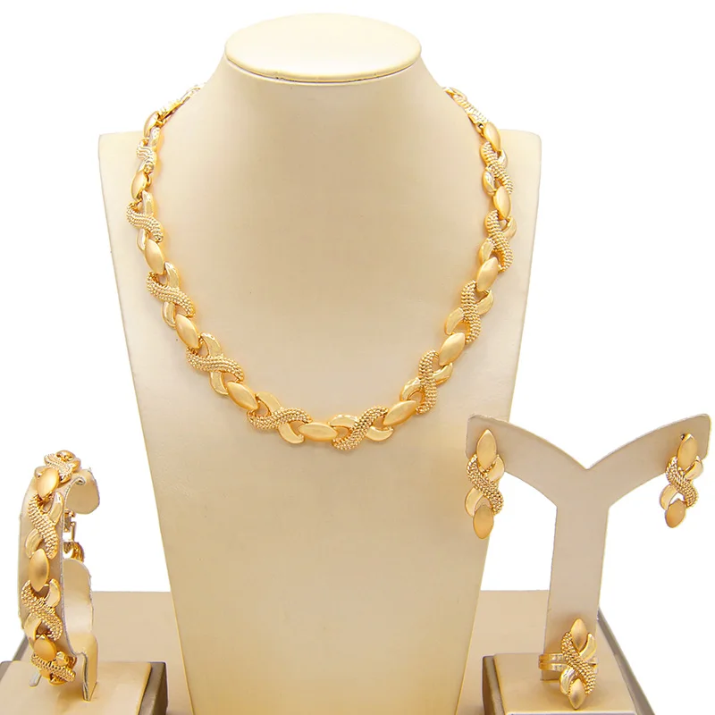 Yulaili Men Woman Jewelry Set Gold 