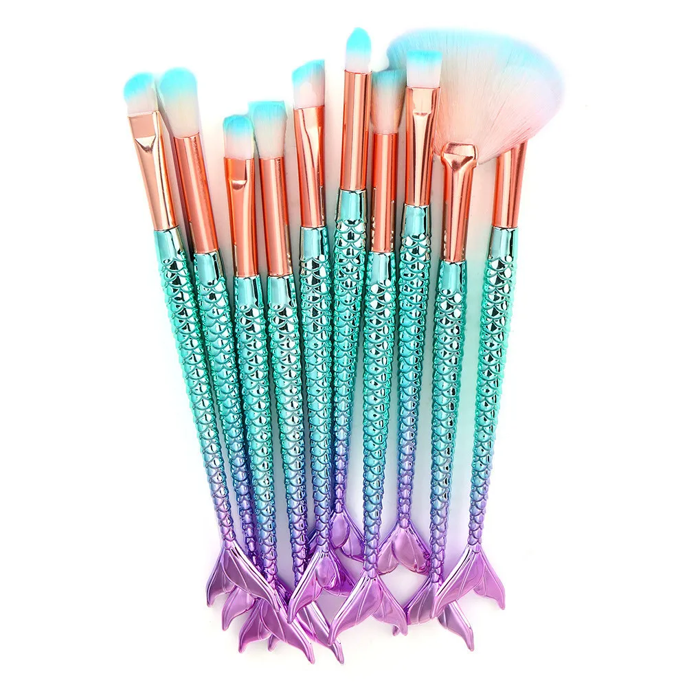 

Makeup Brushes Set 11pcs3D Mermaid Makeup Brush Cosmetic Brushes Eyeshadow Eyeliner Blush, Same as picture