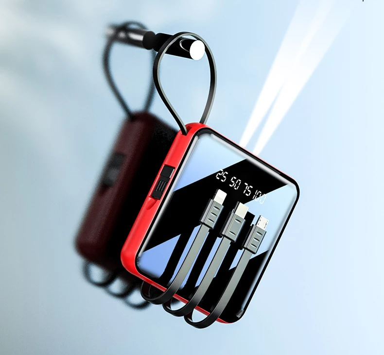 20000mAh Power Bank External Battery Charger Mini Powerbank Built in Cable For Huawei Xiaomi iPhone 11 Samsung S10 S20 Poverbank - ANKUX.COM