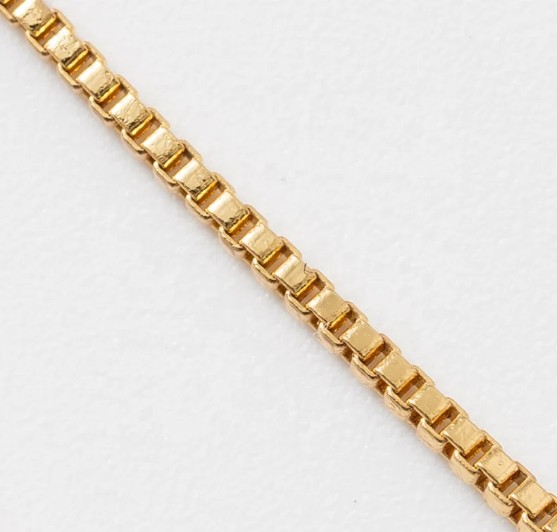 

Custom 16 18 20 inche Box chain necklace 1mm silm 14k 18k gold box chain