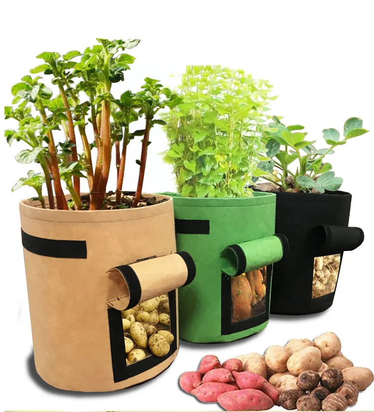 

AAA334 Breathable Hot Sale Fabric Grow Bag Pot Garden Planting Bags Vegetable Potato Felt Plants Grow Tomato Seedling bag, 3 colours