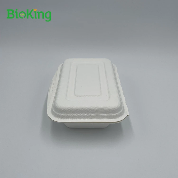 

New arrival Disposable boxes Box paper pulp luch box with lids, Bleached;natural