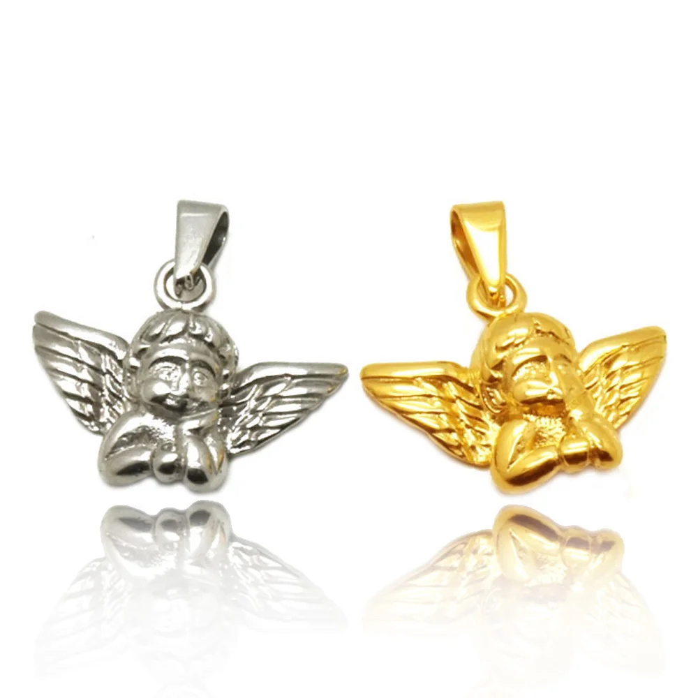 
Olivia In Stock Stainless Steel 316L Mens hips hops Angel Baby Mini Charm Necklace Cupid Angel Pendants 18K Gold Plated Pendant 