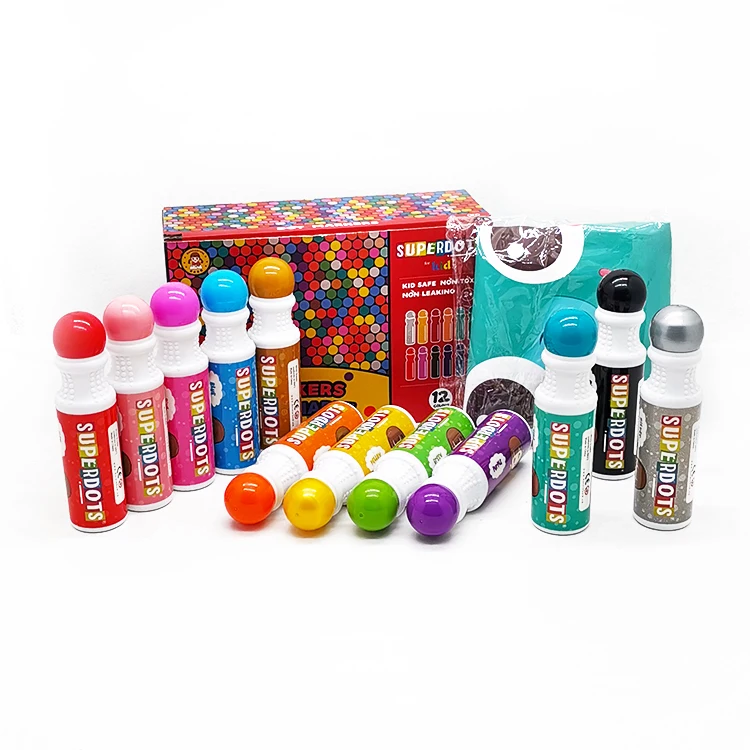 

Factory Price 12 Colors Bingo Markers Dabber Washable Kids Graffiti Drawing Toys Dot Marker Set