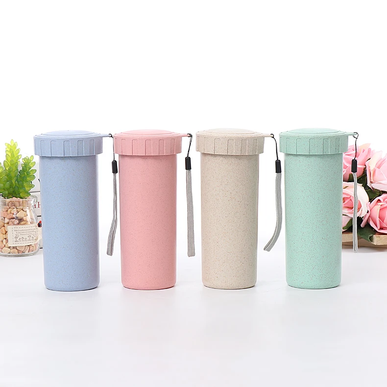 

Customized Seal Leak Proof Double Layer 430ML Wheat Straw Water Bottle Travel Cup