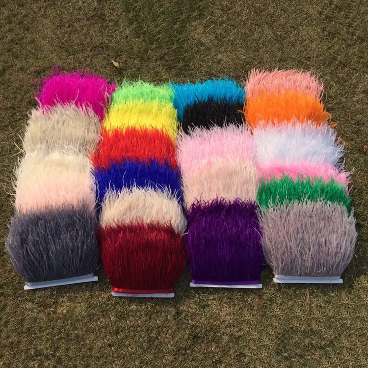 

10-15cm Ostrich Feathers Lace Fabric Ribbon Plumes Ostrich Feather Fringe Trims for Costumes Sewing Crafts, Many colors