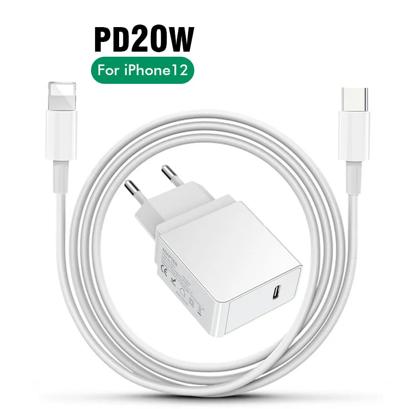 

20w PD KR KC USBC Power Adapter mobile phone type c charger for iPhone12, White or customized